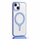 For iPhone 14 Plus Skin Feel MagSafe Shockproof Protective Phone Case with Holder(Light Blue) - 1