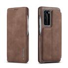 For Huawei P40 LC.IMEEKE Hon Ancient Series Horizontal Flip Leather Case with Holder & Card Slot(Coffee) - 1