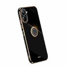 For Realme 10 4G XINLI Straight Edge Electroplate TPU Phone Case with Ring(Black) - 1