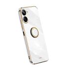 For Realme 10 4G XINLI Straight Edge Electroplate TPU Phone Case with Ring(White) - 1