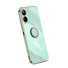 For Realme 10 4G XINLI Straight Edge Electroplate TPU Phone Case with Ring(Mint Green) - 1