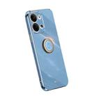 For OPPO Reno9 5G XINLI Straight Edge Electroplate TPU Phone Case with Ring(Celestial Blue) - 1