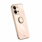 For OPPO Reno9 5G XINLI Straight Edge Electroplate TPU Phone Case with Ring(Pink) - 1