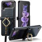 For Samsung Galaxy Z Flip3 5G CaseMe 003 Crazy Horse Texture Leather Phone Case with Lanyard(Black) - 1