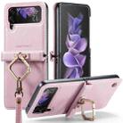 For Samsung Galaxy Z Flip3 5G CaseMe 003 Crazy Horse Texture Leather Phone Case with Lanyard(Rose Gold) - 1