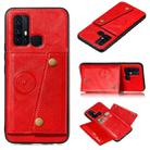 For Vivo Z6 PU + TPU Shockproof Magnetic Protective Case with Card Slots(Red) - 1