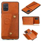 For Galaxy A41 (Eurasian Version) PU + TPU Shockproof Magnetic Protective Case with Card Slots(Brown) - 1