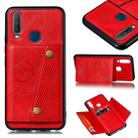 For Huawei Y7p 2020 PU + TPU Shockproof Magnetic Protective Case with Card Slots(Red) - 1