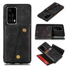 For Huawei P40 Pro+ PU + TPU Shockproof Magnetic Protective Case with Card Slots(Black) - 1