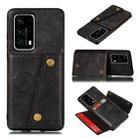 For Huawei P40 PU + TPU Shockproof Magnetic Protective Case with Card Slots(Black) - 1