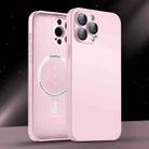 For iPhone 14 AG Glass MagSafe Magnetic Phone Case(Pink) - 1