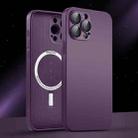 For iPhone 14 Plus AG Glass MagSafe Magnetic Phone Case(Dark Purple) - 1