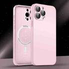 For iPhone 13 AG Glass MagSafe Magnetic Phone Case(Pink) - 1