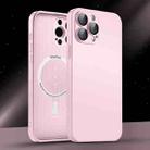 For iPhone 12 Pro Max AG Glass MagSafe Magnetic Phone Case(Pink) - 1