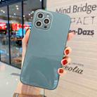 For iPhone 11 Pro Max Solid Color Tempered Glass Phone Case(Lake Blue) - 1
