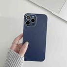 For iPhone 14 Plus Skin Frosted Tempered Glass Phone Case(Dark Blue) - 1