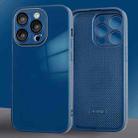 For iPhone 14 Pro 9D Tempered Glass Phone Case(Navy Blue) - 1