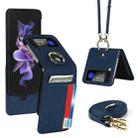 For Samsung Galaxy Z Flip4 5G Cross Texture Lanyard Ring Phone Case(Blue) - 1