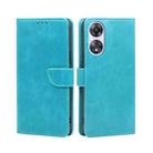 For OPPO A58 5G Calf Texture Buckle Flip Leather Phone Case(Light Blue) - 1