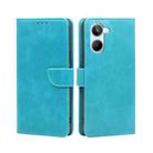 For Realme 10 4G Calf Texture Buckle Flip Leather Phone Case(Light Blue) - 1