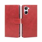 For Realme 10 4G Calf Texture Buckle Flip Leather Phone Case(Red) - 1