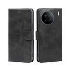 For vivo X90 Calf Texture Buckle Flip Leather Phone Case(Black) - 1