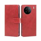 For vivo X90 Calf Texture Buckle Flip Leather Phone Case(Red) - 1