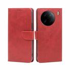 For vivo X90 Pro+ Calf Texture Buckle Flip Leather Phone Case(Red) - 1