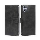 For Samsung Galaxy A04e 4G Calf Texture Buckle Flip Leather Phone Case(Black) - 1