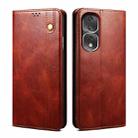 For Honor 80 Pro Oil Wax Crazy Horse Texture Leather Phone Case(Brown) - 1