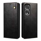 For Honor 80 Pro Oil Wax Crazy Horse Texture Leather Phone Case(Black) - 1