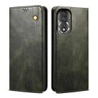 For Honor 80 Oil Wax Crazy Horse Texture Leather Phone Case(Green) - 1