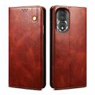 For Honor 80 Oil Wax Crazy Horse Texture Leather Phone Case(Brown) - 1