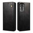 For Honor 80 Oil Wax Crazy Horse Texture Leather Phone Case(Black) - 1