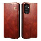 For Samsung Galaxy A14 5G Oil Wax Crazy Horse Texture Leather Phone Case(Brown) - 1