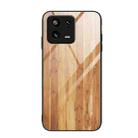 For Xiaomi 13 Wood Grain Glass TPU Phone Case(Yellow) - 1