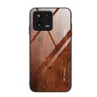 For Xiaomi 13 Pro Wood Grain Glass TPU Phone Case(Dark Brown) - 1