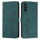 For Samsung Galaxy A34 5G Skin Feel Heart Embossed Leather Phone Case(Green) - 1
