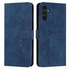 For Samsung Galaxy A34 5G Skin Feel Heart Embossed Leather Phone Case(Blue) - 1