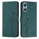 For OPPO A17 Skin Feel Heart Embossed Leather Phone Case(Green) - 1