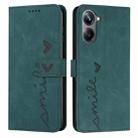 For Realme 10 4G Skin Feel Heart Embossed Leather Phone Case(Green) - 1