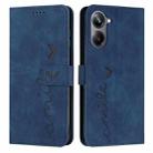 For Realme 10 4G Skin Feel Heart Embossed Leather Phone Case(Blue) - 1