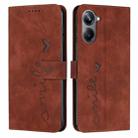 For Realme 10 4G Skin Feel Heart Embossed Leather Phone Case(Brown) - 1