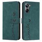 For Realme 10 Pro Skin Feel Heart Embossed Leather Phone Case(Green) - 1