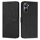 For Realme 10 Pro Skin Feel Heart Embossed Leather Phone Case(Black) - 1