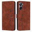 For Realme 10 Pro Skin Feel Heart Embossed Leather Phone Case(Brown) - 1