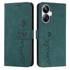 For Realme 10 Pro+ Skin Feel Heart Embossed Leather Phone Case(Green) - 1