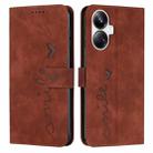 For Realme 10 Pro+ Skin Feel Heart Embossed Leather Phone Case(Brown) - 1