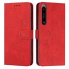 For Sony Xperia 1 IV Skin Feel Heart Embossed Leather Phone Case(Red) - 1