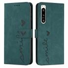For Sony Xperia 5 IV Skin Feel Heart Embossed Leather Phone Case(Green) - 1